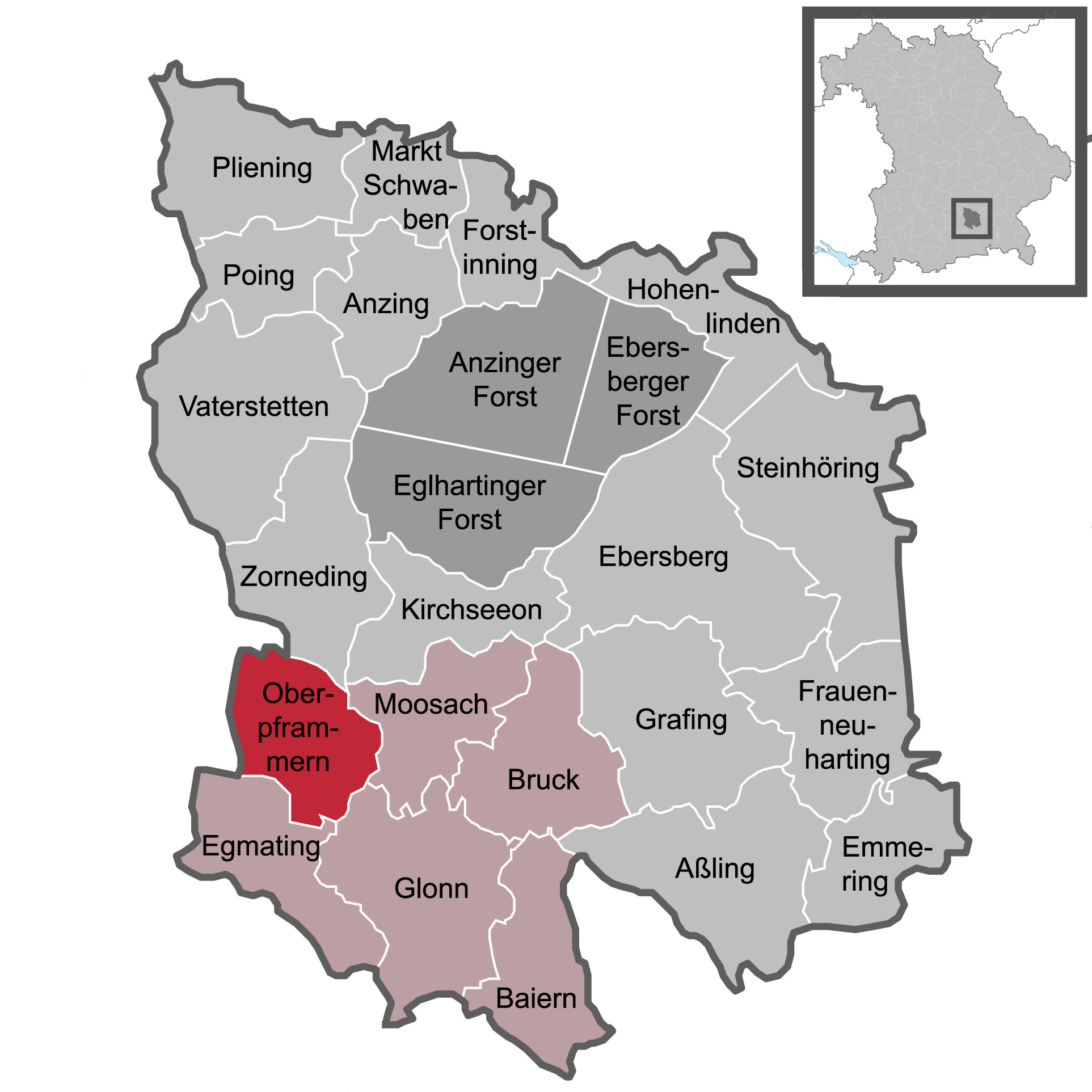 Lageplan Gemeinde Oberpframmern